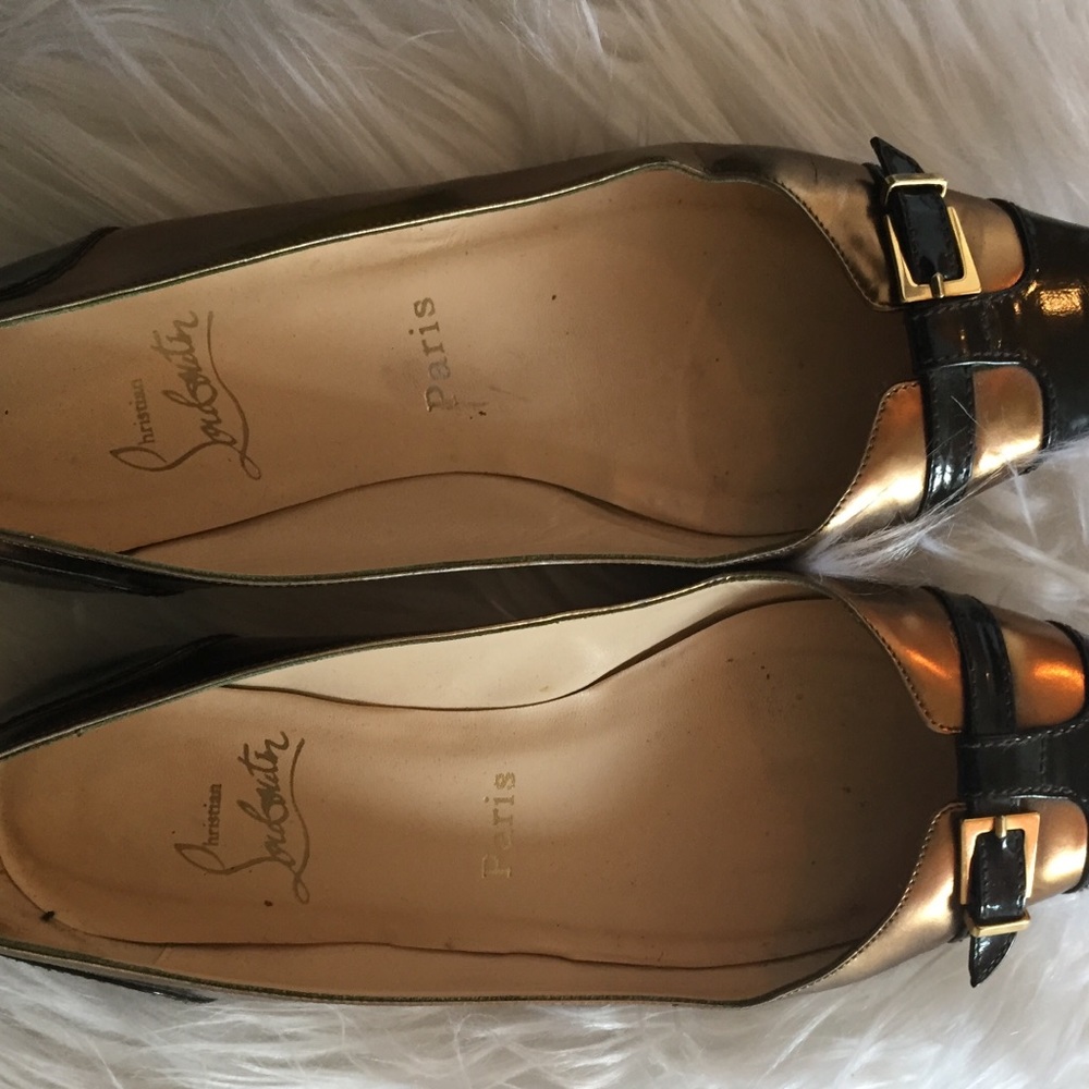 Christian Louboutin Black and Gold Flats